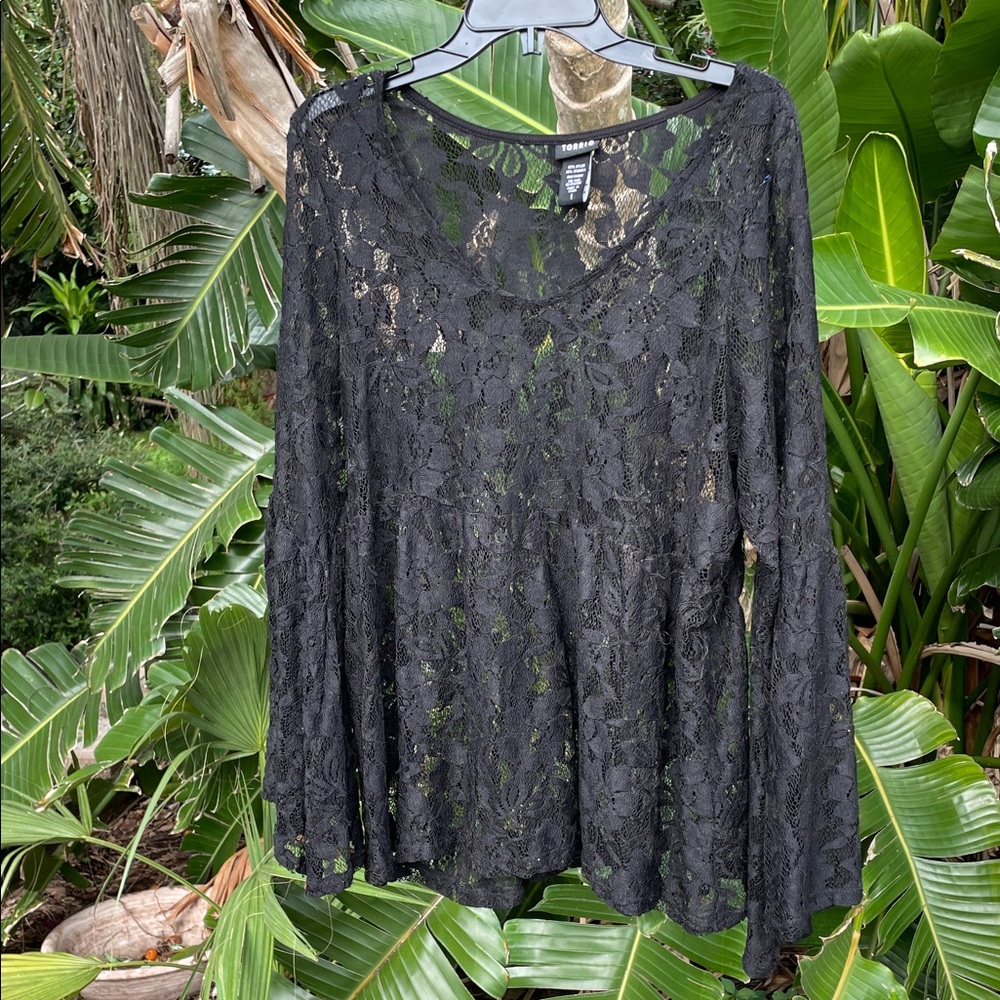 Torrid lace bell sleeve top or blouse